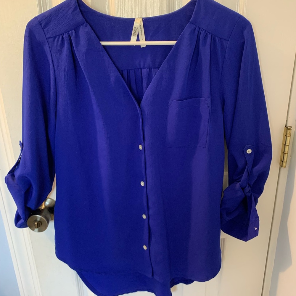 Royal blue button down shirt